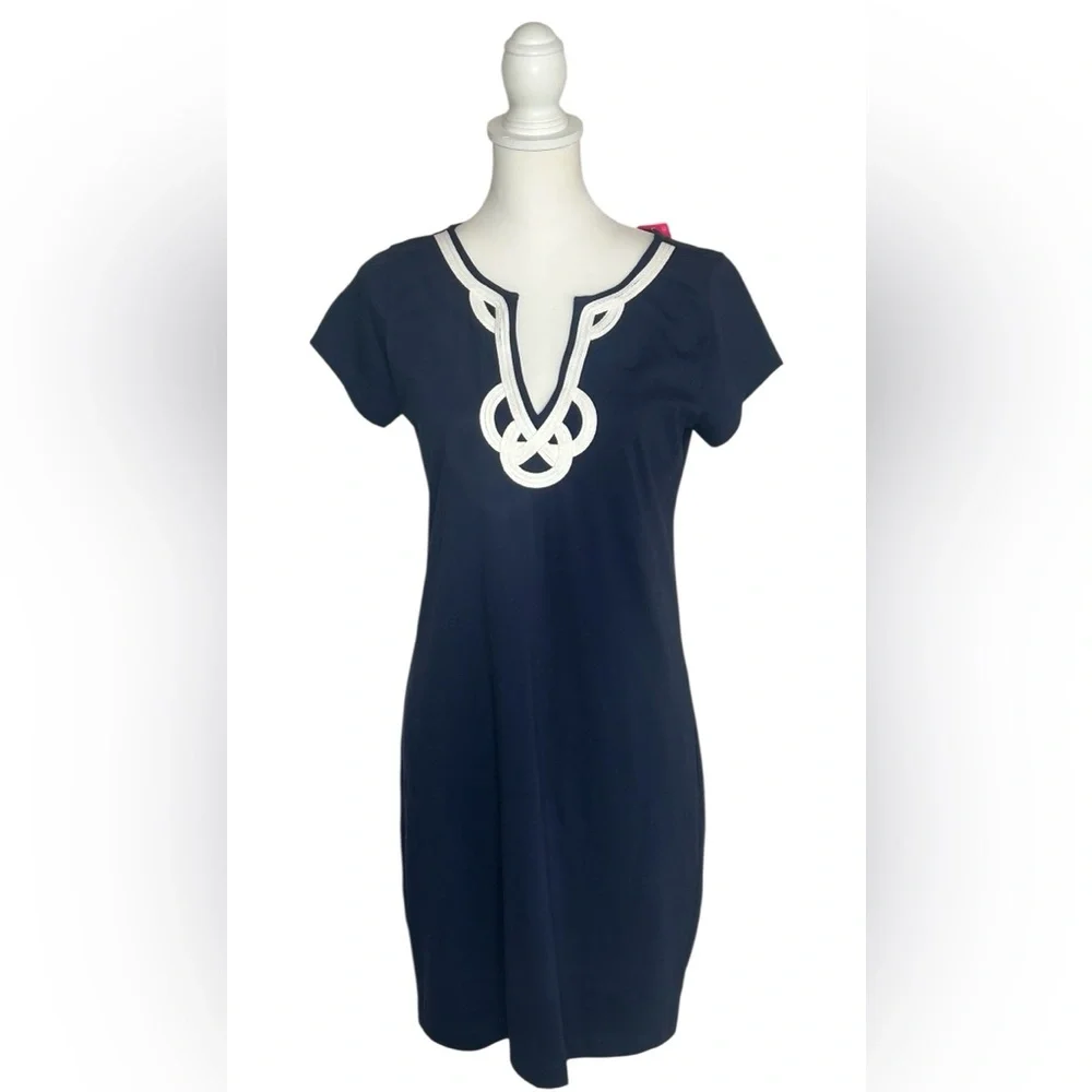 NWT Lilly Pulitzer Brewster Dress True Navy Sz M Nautical Resortwear Cruise - Picture 1 of 10